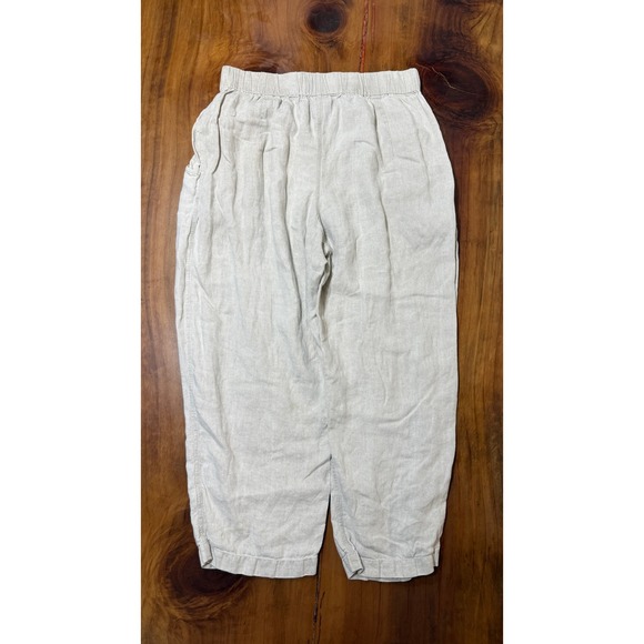 Maiwa Women's pants L Linen Lagenlook Pull on Casual Pockets Beach YY18 - Picture 5 of 7